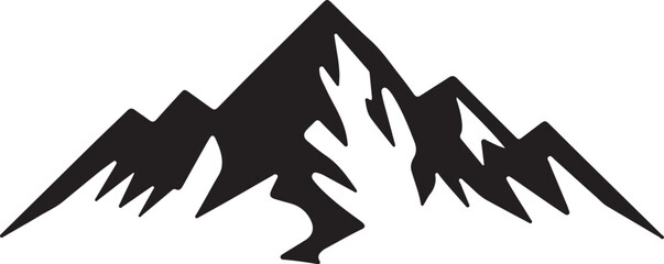 Simple black silhouette of majestic mountains