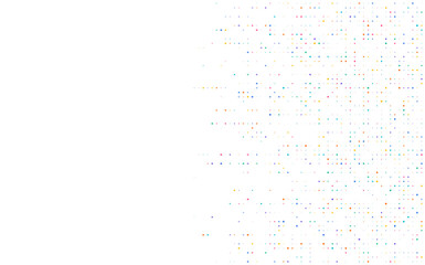Colorful dot matrix on white digital background
