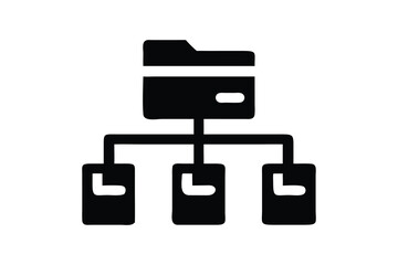 Secure Data Management: Hierarchical File System Icon, Modern Flat Design, Business Technology Concept