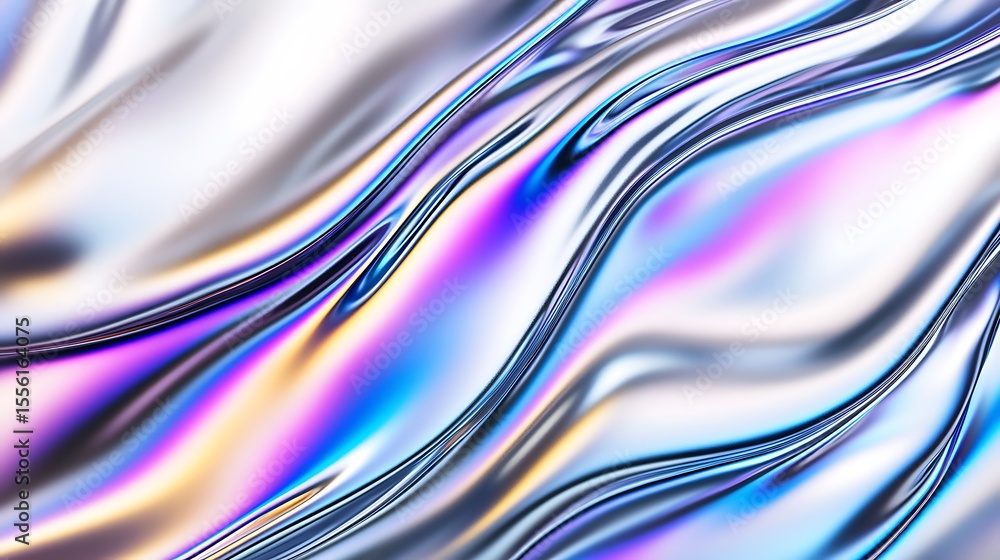 Aufkleber abstract fluid wave texture in shiny iridescent colors for creative backgrounds and design projects