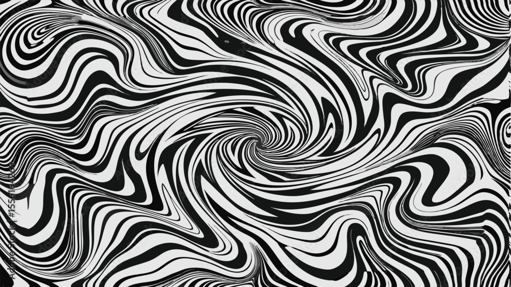 Poster black and white swirling abstract pattern with a central vortex vector