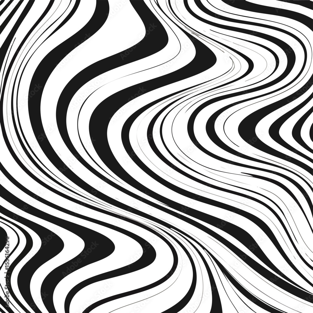 Aufkleber black and white wavy lines abstract background pattern vector