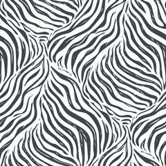 Seamless black and white zebra stripe pattern with textured brush strokes zebra stripes