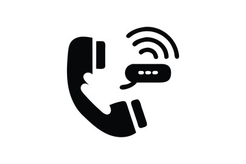 Retro Telephone Icon with Wireless Communication and Speech Bubble: Modern Minimalist Design