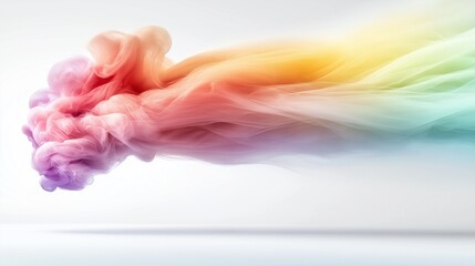 A watercolor rainbow, with translucent hues and a misty effect, floating in the upper-left corner of the canvas, leaving the rest of the white background open for design elements or text