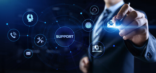 Support customer service business technology concept on virtual screen.
