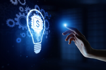 FinTech Financial Technology Transforming Financial Services and Innovation with Human Hand Holding...