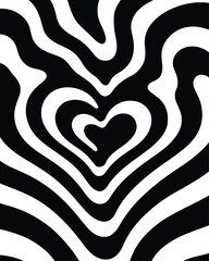 Abstract Optical Illusion Heart Pattern in Black and White