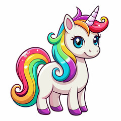 Naklejka premium Lovely Vector Art of a Rainbow-Colored Unicorn