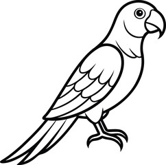 Minimal Parrot Line Art in Profile with Elegant Tail Feathers