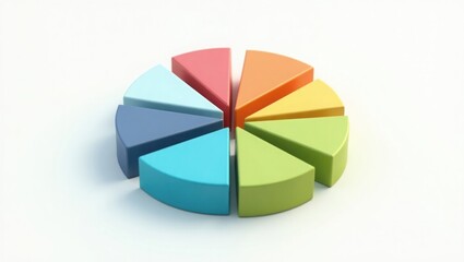 Obraz premium Colorful 3D pie chart illustration with an arrow depicting business growth and financial data for marketing reports