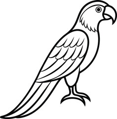 Fototapeta premium Simple Outline Vector of Perched Parrot with Long Tail