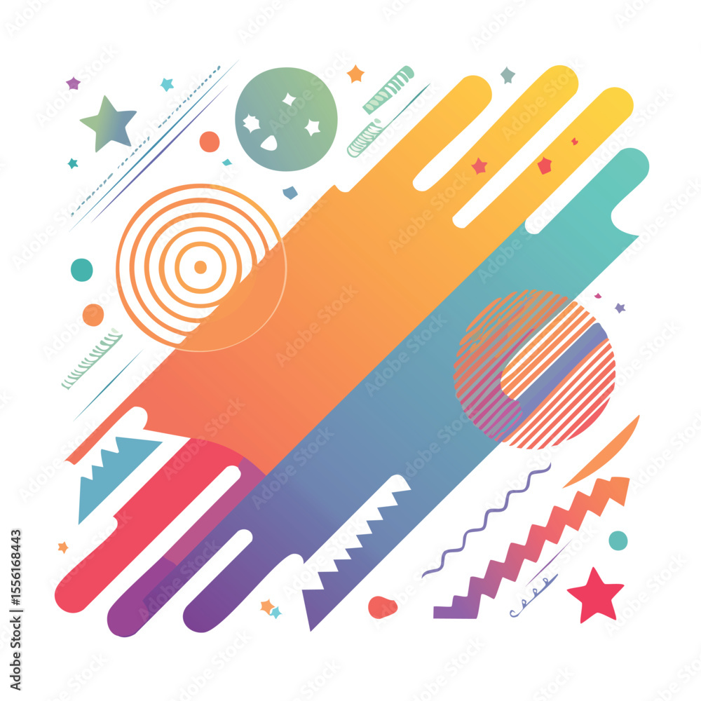 Poster colorful abstract geometric shapes and lines with gradient background vector