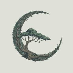 carnival mask vector illustration, eternal cycle tree