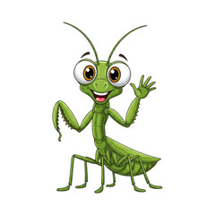 Cute cartoon praying mantis vector illustration for kids educational resources and graphic design projects
