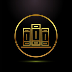 Book icon design illustration, Book sign symbol for apps and websites in gold color style