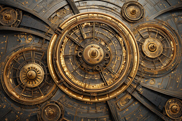 Obraz premium Futuristic Clockwork Portal, Ancient Cosmic Mechanism