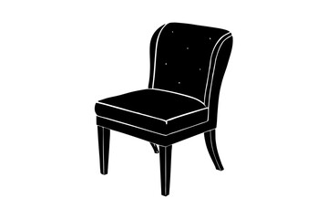 Fototapeta premium Silhouette Vector Art Illustration of Elegant Upholstered Chair Isolated on White Background