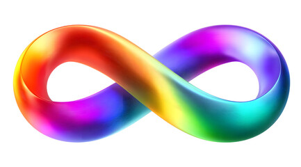 Autistic Pride Day. Rainbow symbol of infinity isolated on transparent background. Color spectrum of infinity sign. Rainbow gradient shaped infinity sign.