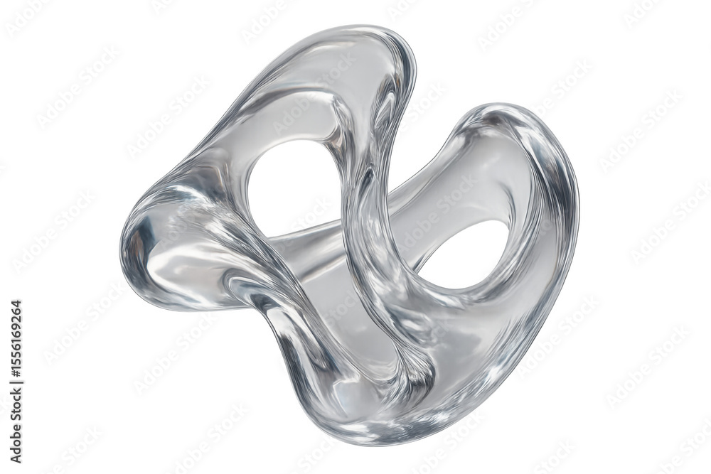 Poster smooth, transparent glass shape twisting and turning, creating an elegant and modern abstract design