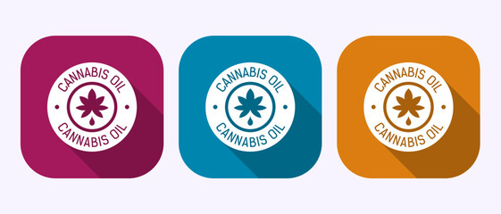 Cannabis oil icon design illustration. Marijuana oil icon, CBD cannabidiol sign symbol in shadow button design