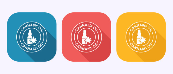 Cannabis oil icon design illustration. Marijuana oil icon, CBD cannabidiol sign symbol in shadow button design