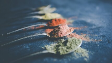 Assorted herbs and spices in artistic arrangement, celebrating natural flavors and culinary diversity