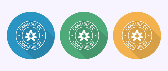 Cannabis oil icon design illustration. Marijuana oil icon, CBD cannabidiol sign symbol in shadow button design
