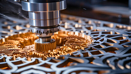 Close-up of 3D Printer Stepper Motor in Action – Additive Manufacturing Precision | Generative AI