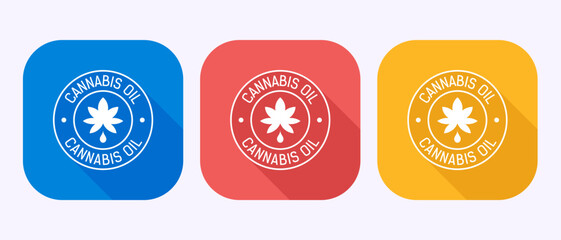 Cannabis oil icon design illustration. Marijuana oil icon, CBD cannabidiol sign symbol in shadow button design