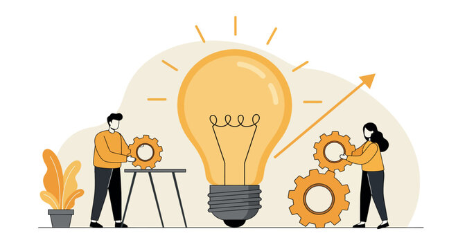 Conceptual innovation in business growth vector illustration for strategy design in flat style