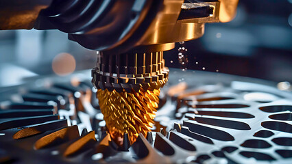 Close-up of 3D Printer Stepper Motor in Action – Additive Manufacturing Precision | Generative AI