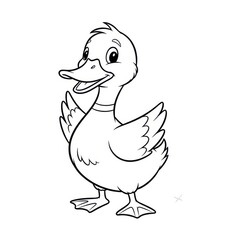 Cartoon Duck Illustration Outline