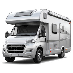 3D silver RV icon isolated on transparent background. PNG