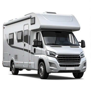 3D silver RV icon isolated on transparent background. PNG