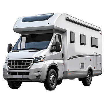 3D silver RV icon isolated on transparent background. PNG