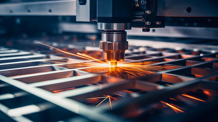 Laser Cutting Metal Close-Up – Precision Industrial Engineering Technology | Generative AI