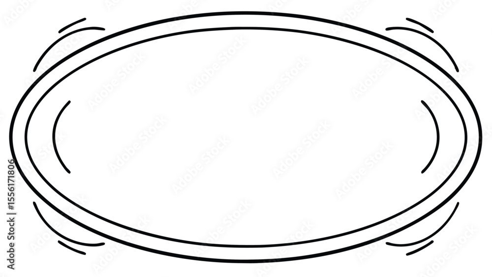 Poster black oval frame with curved lines and motion effect abstract background