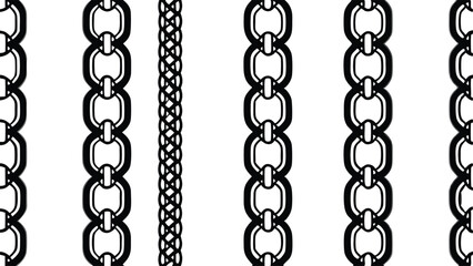 Black and white graphic of interconnected chain links and braided pattern vector