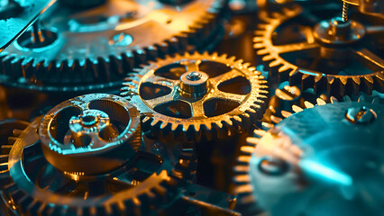 Mechanical Gears in Motion – Close-Up of Precision Engineering and Industrial Craftsmanship | Generative AI