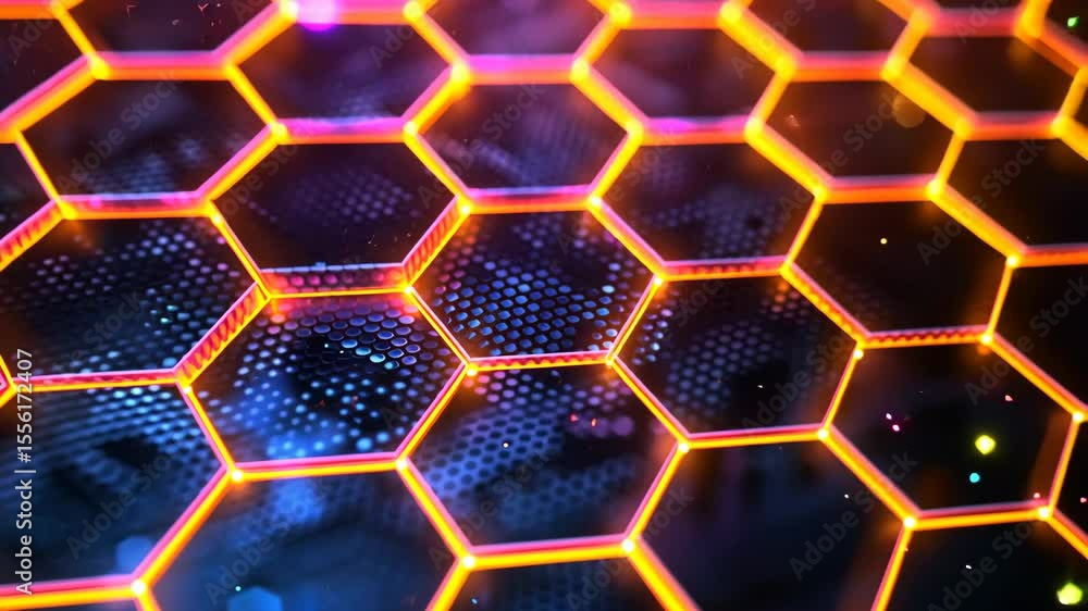 Poster abstract background featuring a hexagon pattern with glowing lights