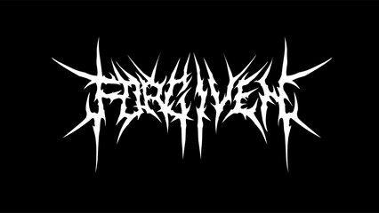 Forgiven typography vector in Spiky, aggressive metal gothic style, ideal for band logos, t-shirts, and dark stickers or posters