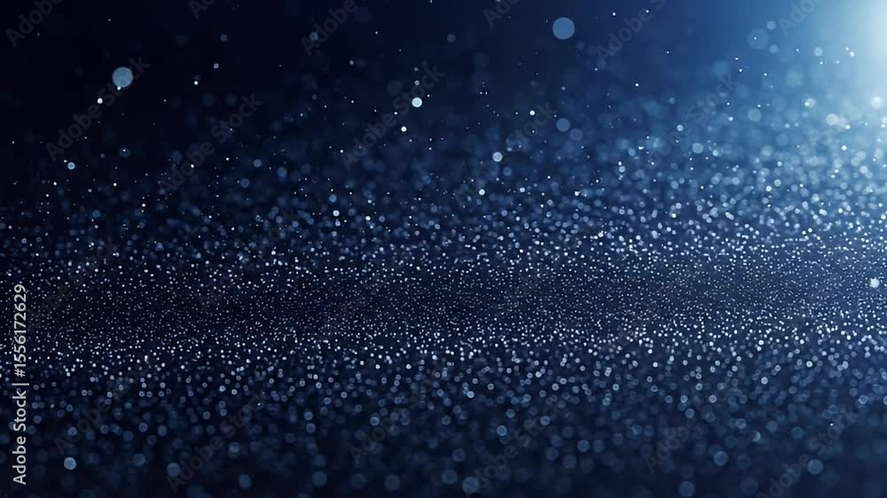 Poster abstract blue particle background with bright light and glittering sparkles