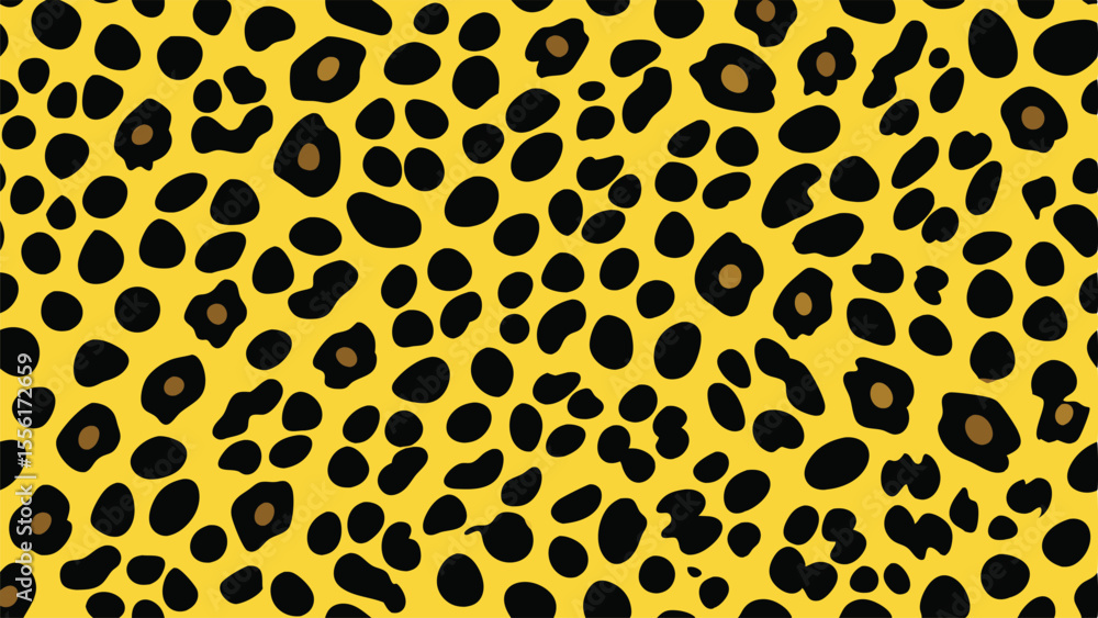 Poster yellow background with black and brown leopard print pattern animal print texture