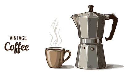 Vintage coffee vector illustration for design inspiration in hand drawn style