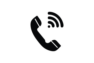 Wireless Phone Icon: Modern, Minimalist Black Silhouette, Communication Concept, Digital Connectivity, Instant Messaging Symbol.