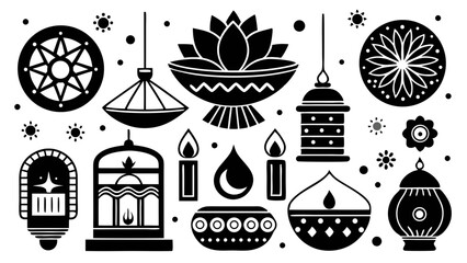 vector set illustration of a candle