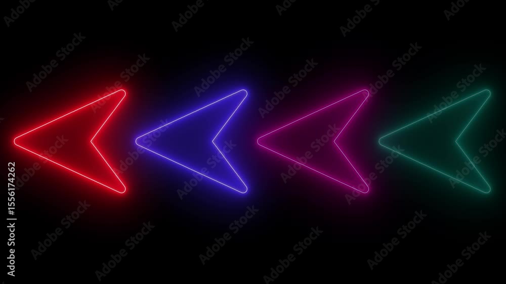 Aufkleber abstract glowing neon directional arrow loading icon animation. glowing neon arrow concep