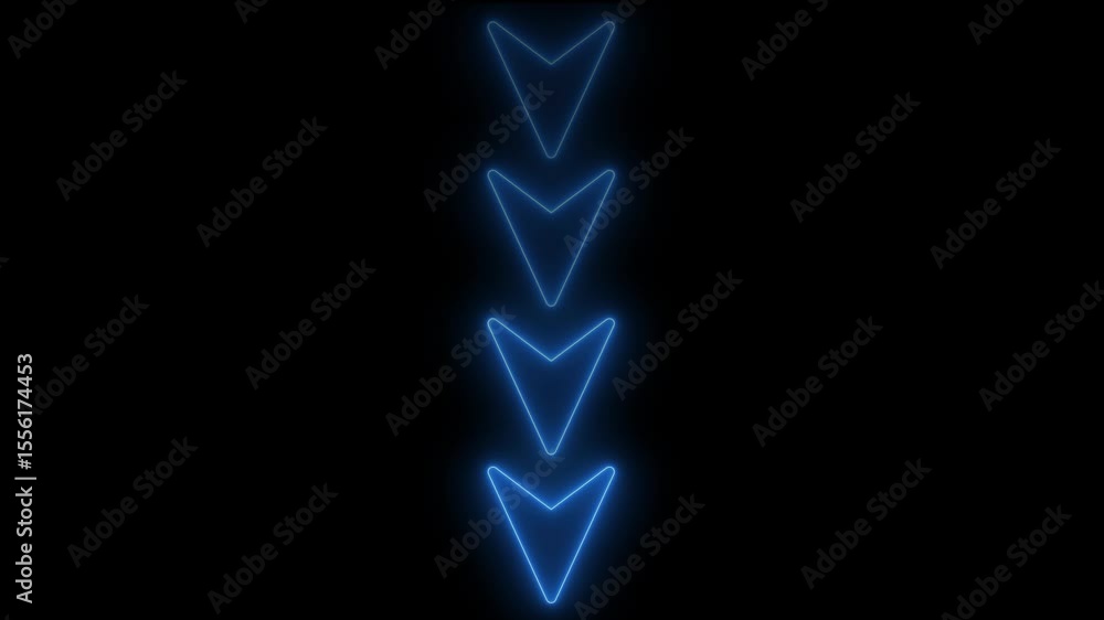 Aufkleber abstract glowing neon directional arrow loading icon animation. glowing neon arrow concep
