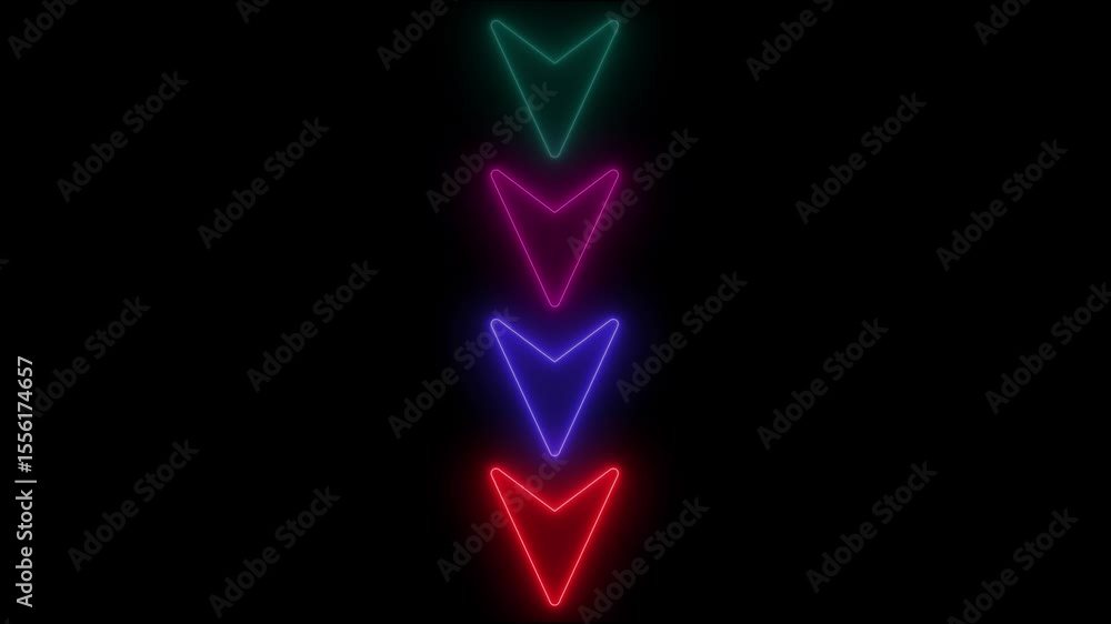 Aufkleber abstract glowing neon directional arrow loading icon animation. glowing neon arrow concep